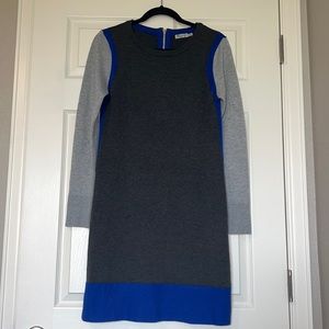 Eliza J Gray & Royal Blue Color-block Sweater Midi Dress Size Small